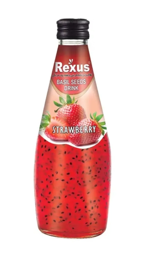 نوشیدنی تخم شربتی توت فرنگی 300ml رکسوس