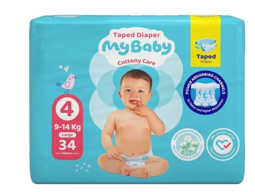 پوشک مای بی بی چسبی سایز 4 بسته 34 عددی